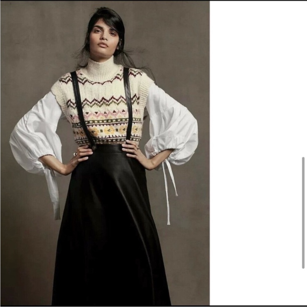 ANTHROPOLOGIE Faux Leather Pinafore Skirt